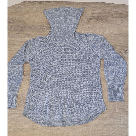 Jason Maxwell Blue Long Sleeve Cowl Neck Knit Sweater Size Medium - Picture 3 of 10